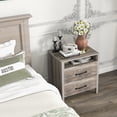 thumbnail image 2 of Gymax Nightstand w/ 2 Drawers Farmhouse Bed Side Table w/ Open Storage Shelf, 2 of 9