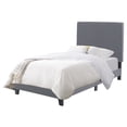 thumbnail image 3 of CorLiving Juniper Fabric Upholstered Adult Twin Platform Bed with Padded Headboard and Slats, No Box Spring Required, Grey, 3 of 12