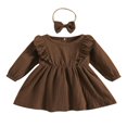 thumbnail image 1 of Bébé bébé Filles Tenues Manches Longues Volant une Ligne Robe Mignonne Vêtements 2 Pièces Ensemble, 1 of 8
