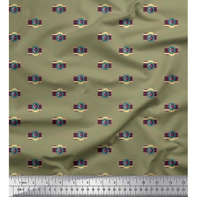 Soimoi Cotton Duck Fabric Camera Shirting Printed Fabric 1 Yard 42 Inch Wide