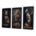 thumbnail image 3 of Designart "Glamorous Gold Cat Retro Blue" Animals Cat Framed Wall Art Set Of 3 - Blue Cat Frame Canvas Set For Living Room Decor, 3 of 6