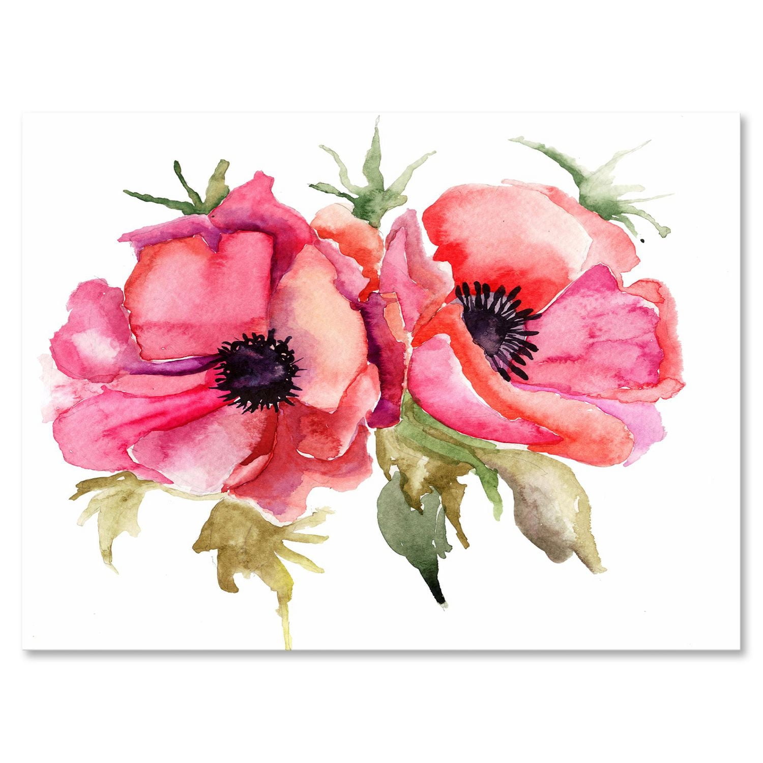 Designart Stylized Poppy Flowers Canvas Wall Art