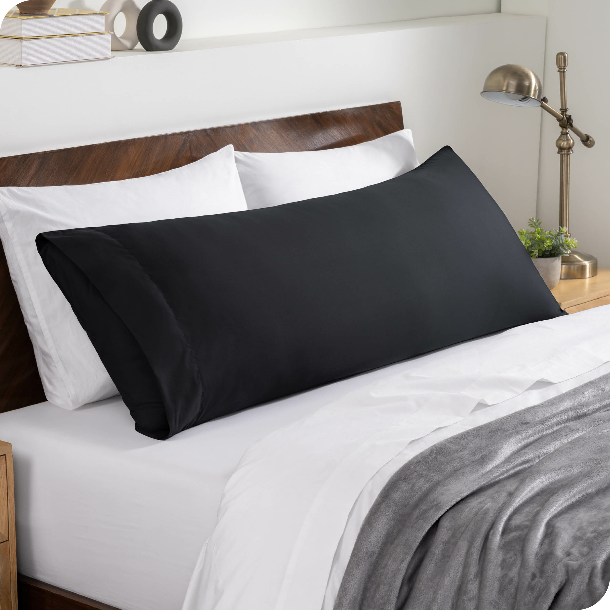 Bare Home Body Pillowcase - Envelope Closure - Ultra Soft - Double Brushed - Black