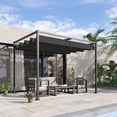 thumbnail image 2 of Outsunny 10' x 7' Patio Pergola with Retractable Canopy, Black, 2 of 10