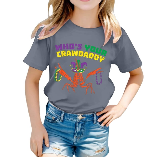 T-shirts à Col en V Filles T-Shirt à Manches Longues pour Enfants T-Shirt Décontracté Imprimé à Col Rond à Manches Courtes pour Filles T-Shirt Chemise Décontractée