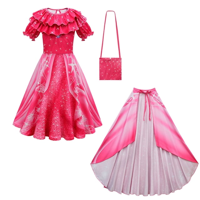 Girls Mermaid Princess Costume with Bag Cloak Birthday Party Cosplay