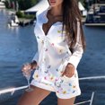 thumbnail image 2 of CEHVOM Women Two Piece Shorts Long Sleeve Cardigan Buttoned Top Floral Printed Sets Clearance, 2 of 3