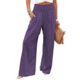 thumbnail image 1 of MAWCLOS Ladies Loungewear Pants, High Waist Palazzo Pant, Solid Color, Purple, Size S, 1 of 4