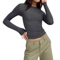 thumbnail image 2 of T-Shirts pour Femmes 2025, T-Shirts Femmes, T-Shirts à Manches Longues à Col Rond Rond de Couleur Unie pour Femmes T-Shirt à Col pour Femmes Hauts de Travail Chauds pour Femmes Manches Longues Ajustées Manches Longues Femmes, 2 of 9