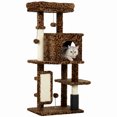 thumbnail image 1 of PawHut 41 Inch Cat Tree with Scratching Posts, Cat Bed, Condo, Leopard Print, 1 of 10