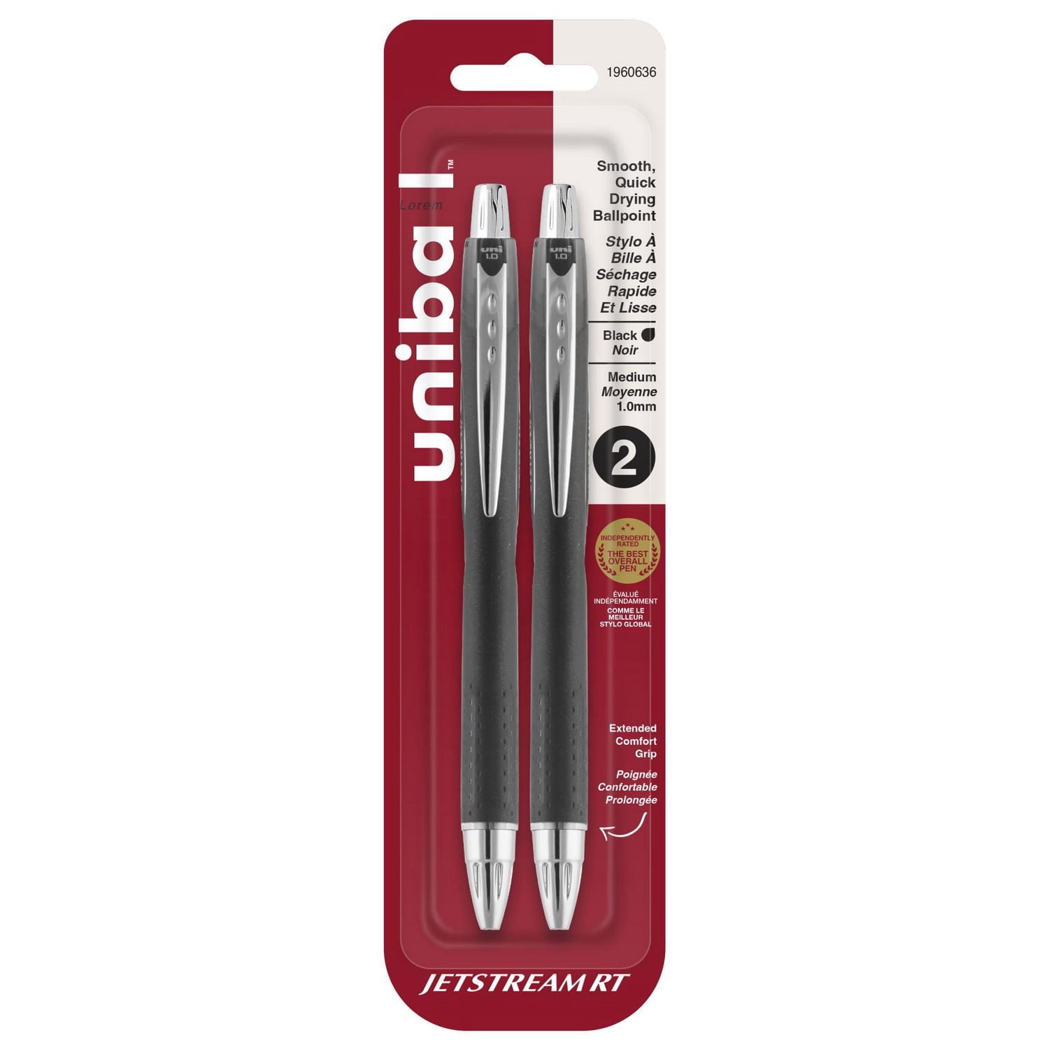 uni® Jetstream RT Ballpoint Pens, Medium Point (1.0mm), Black, 2 Pack