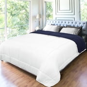PiccoCasa Queen Soft Lightweight Down Alternative Comforter White&Navy Blue