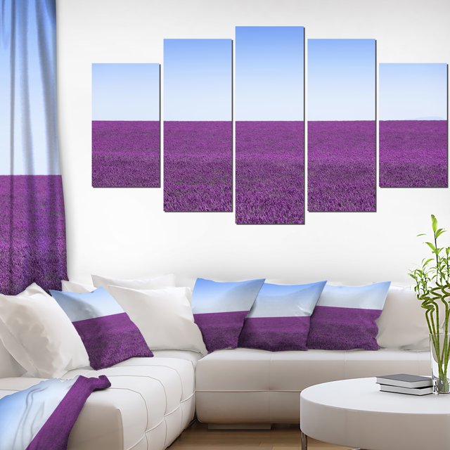 Lavender Flowers with Blue Horizon - Oversized Landscape Wall Art Print