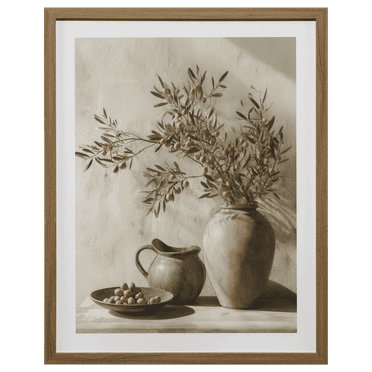 Tableau encadré vase floral botanique méditerranéen Bouclair