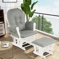 thumbnail image 3 of Gymax Glider and Ottoman Cushion Set Wood Baby Nursery Rocking Chair Light Grey, 3 of 10