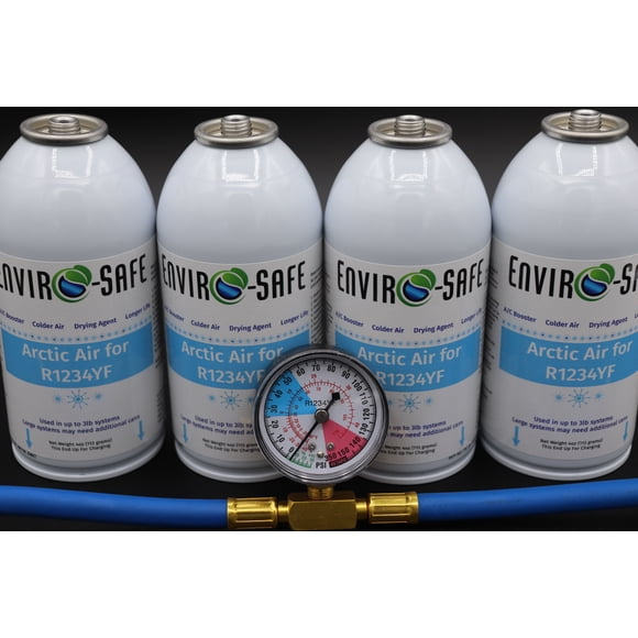 Envirosafe Arctic air pour R-1234YF, R1234, Support Réfrigérant r1234yf, 4 Canettes et une Jauge