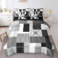 thumbnail image 1 of Erosebridal Ensembles de Literie à Lignes Géométriques Format Très Grand, Patchwork Rectangle Lit en Sac Format Très Grand, Décor de Chambre à Rayures, Réversible, Ultra Doux, 7 Pcs, 1 of 5