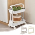 thumbnail image 1 of Bowayaoa 2-Tier Narrow Storage Shelf For Bathroom, Small Space Side Cabinet With Wheels, Stainless Steel Organizer Cart For Kitchen, Living Room, Utility Rack, 1 of 7