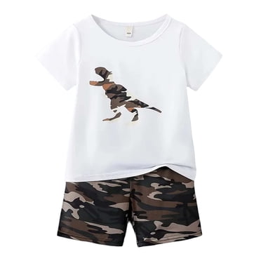 Kids Boy Clothes Dinosaur Printed Short Sleeve Tops Shorts Pullover Boys Of Summer Spring Clothes for Boys 6-7 Years Boys Clothes
