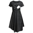 thumbnail image 4 of 2025 Nouvelle Robe de Maternité Décontractée à Rayures pour Femmes, Robe de Maternité Portefeuille à Manches Courtes, Robe d'Allaitement, Robe d'Invitée de Mariage, Grande Taille, Rayée, Multifonctionnelle, Rayée, 4 of 8