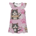 thumbnail image 1 of MIASHUI Robe de Princesse pour Filles, Chemises de Nuit pour Enfants Filles, Manches Volantées, Pyjama, Rose, 3-4 Ans, 1 of 2