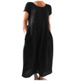 thumbnail image 1 of Kcodviy Robe Midi d'Été Confortable et Ample pour Femmes, Couleur Unie, Manches Courtes, Robes Décontractées Longueur Genou pour Femmes, Longue Robe, 1 of 5