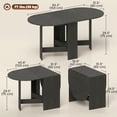 thumbnail image 3 of HOMCOM Table à Manger Pliable, Table Ovale à Abattants pour Cuisine, Noir, 3 of 10