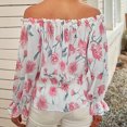 thumbnail image 4 of Ccdes Off Shoulder Top, Elegant Floral Print Blouse Loose Stylish Polyester For Office Work For Outdoor Activity, 4 of 5