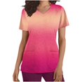 thumbnail image 2 of TIMIFIS Hot Pink Scrub Tops for Women Printing Medicals Scrub Tops Regular Nursing Uniform Tops Short Sleeve V Neck Working Tops with Pockets - Spring/Summer, 2 of 4