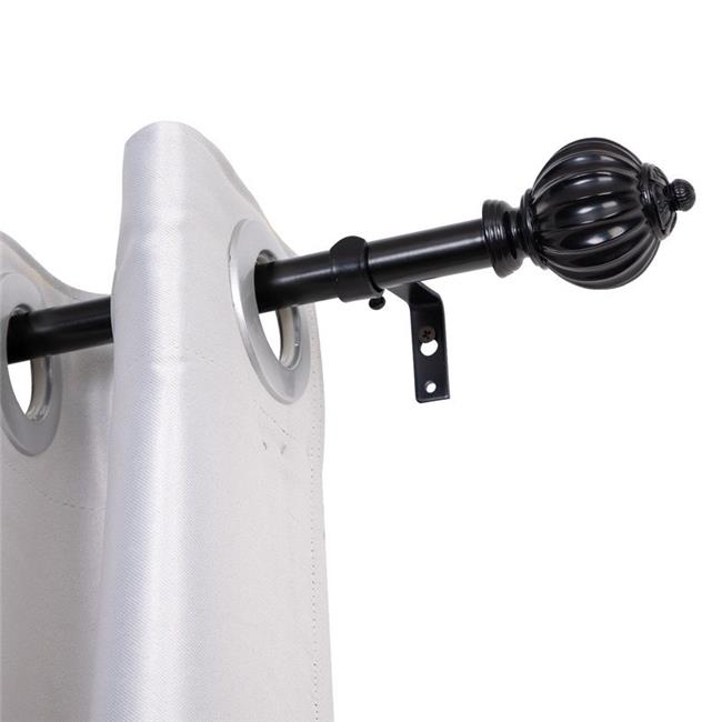 Utopia Alley D44Z 0.75 in. Single Decorative Drapery Adjustable Curtain Rods for Windows 48 to 86 in. - Black