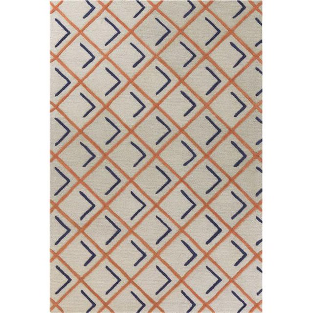 HomeRoots 352943 5 x 7 ft. Wool Tangerine & Indigo Area Rug