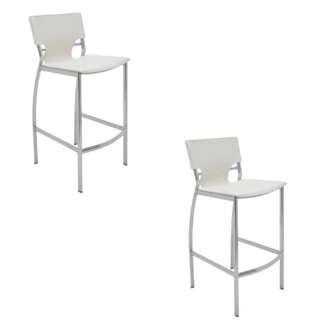 Mattear Tabouret (26 Pouces) en Noir, Ensemble de 2 avec Deux Tabourets de bar avec Cadres en Métal Chromé et Sièges et Dossiers en Similicuir Noir, Dossier Courbé, Repose-Pieds et Coussins Amovibles, Convient aux Sièges de Comptoir de Cuisine et de Salle à Manger.