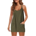 thumbnail image 2 of Meichang Robes d'Été Mini pour Femmes, Coupe Ample, Robe Caraco à Col en V, Décontractée, Unie, Robes de Plage, Confortable, Douce, Sans Manches, avec Poches, 2 of 8