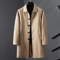 thumbnail image 2 of Lovzfmll Men's Trench Coat Mid-Length Button Front Notched Lapel Pockets Khaki, XL, 2 of 7