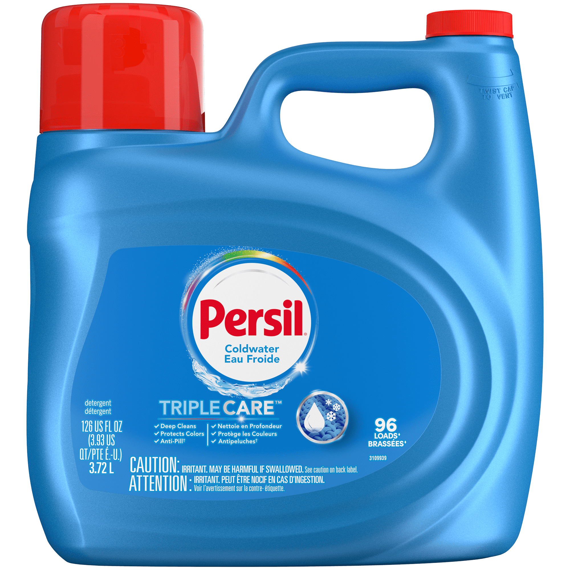 Persil Coldwater Everyday Clean Liquid Laundry Detergent, Protects Colours and Cleans, 6+ Months of Clean, 3.72L, 96 Wash Loads, HE Compatible, 1 bottle