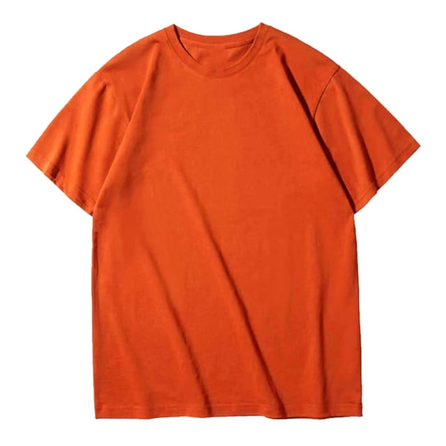 Pisexur T Shirts for Man , Hommes Couleur Unie Mode Décontractée Ventilée Col Rond Exercice Manches Courtes Haut Orange, Chemises de Golf Hommes & Chemises Hommes