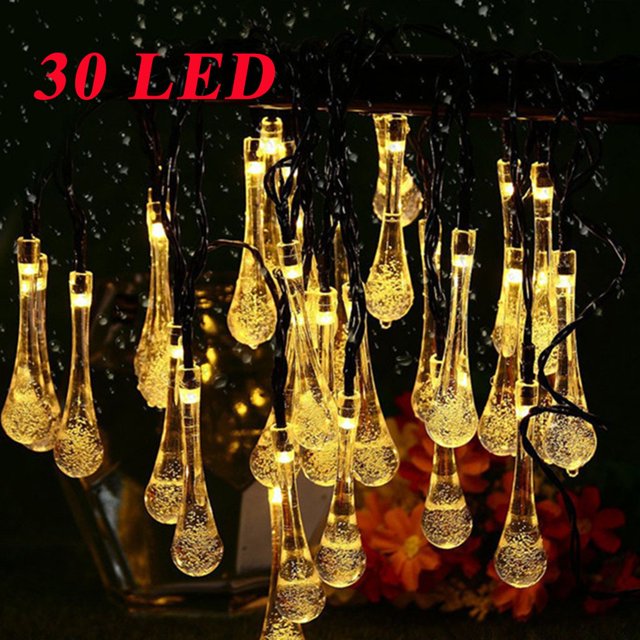 EGNMCR Light Strip, Christmas Lights Outdoor Garden Party 30 LED Teardrop Solar Garden Lantern String lantern string