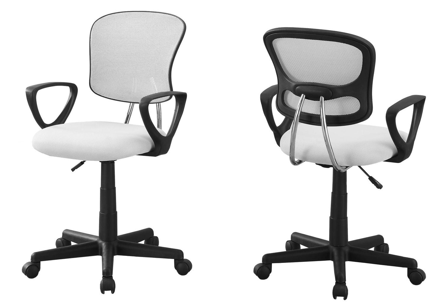 Monarch Specialties Office Chair, Adjustable Height, Swivel, Ergonomic, Armrests, Computer Desk, Work, Juvenile, Metal, Mesh, White, Black, Contemporary, Modern