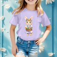 thumbnail image 2 of PMVFHDE Robe T-Shirt pour Filles Hauts de Sortie pour Fille T-Shirts pour Filles Coupe Ample T-Shirts pour Filles T-Shirts Graphiques pour Fille Pâques T-Shirt à Manches Courtes Imprimé pour Filles Haut T-Shirt Décontracté Violet, 3-4 Ans, 2 of 4