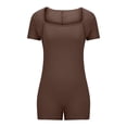 thumbnail image 5 of LOVZFMLL Women's Summer Yoga Short Sleeve Neck Short Jumpsuit Motion Rompers Outfit Coffee XL, 5 of 5