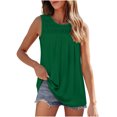 thumbnail image 1 of AherBiu Débardeurs pour Femmes Sans Manches Col Rond Couleur Unie Chic Décontracté Froncé Ample Confortable Basique Camis, 1 of 7