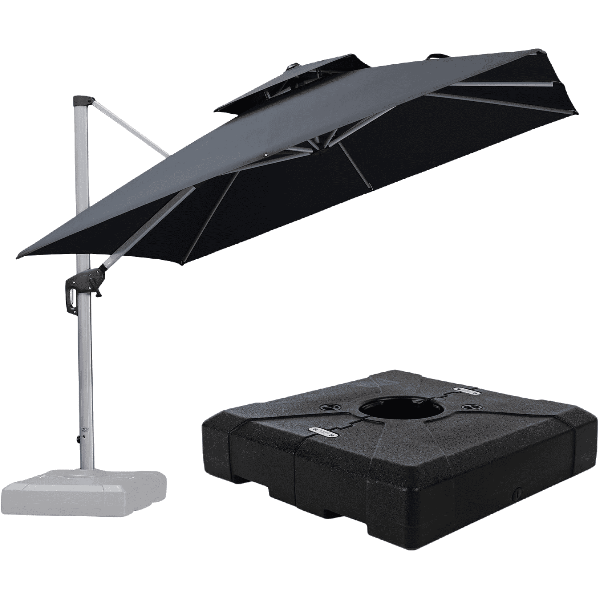 Purple Leaf Parasol de Patio Extérieur 10 Pi - Design Déporté à Bras Déporté avec Rotation à 360°, Parasol de Marché Carré Gris pour Terrasse, Piscine et Jardin