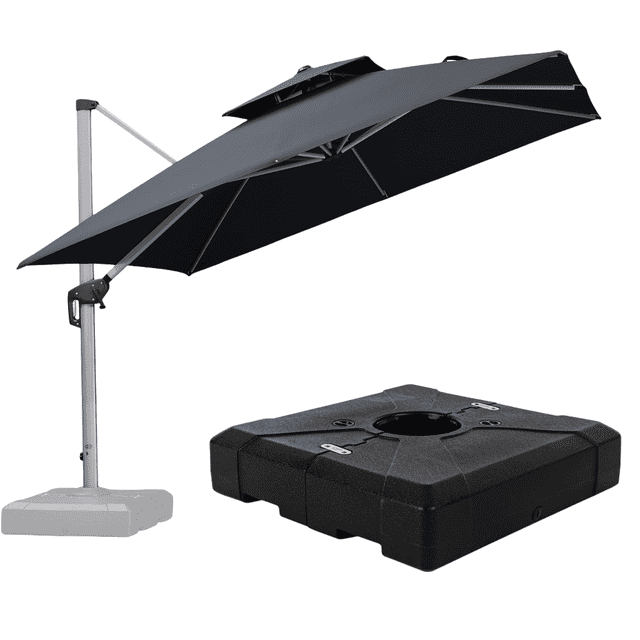 Purple Leaf Parasol de Patio Extérieur 10 Pi - Design Déporté à Bras Déporté avec Rotation à 360°, Parasol de Marché Carré Gris pour Terrasse, Piscine et Jardin