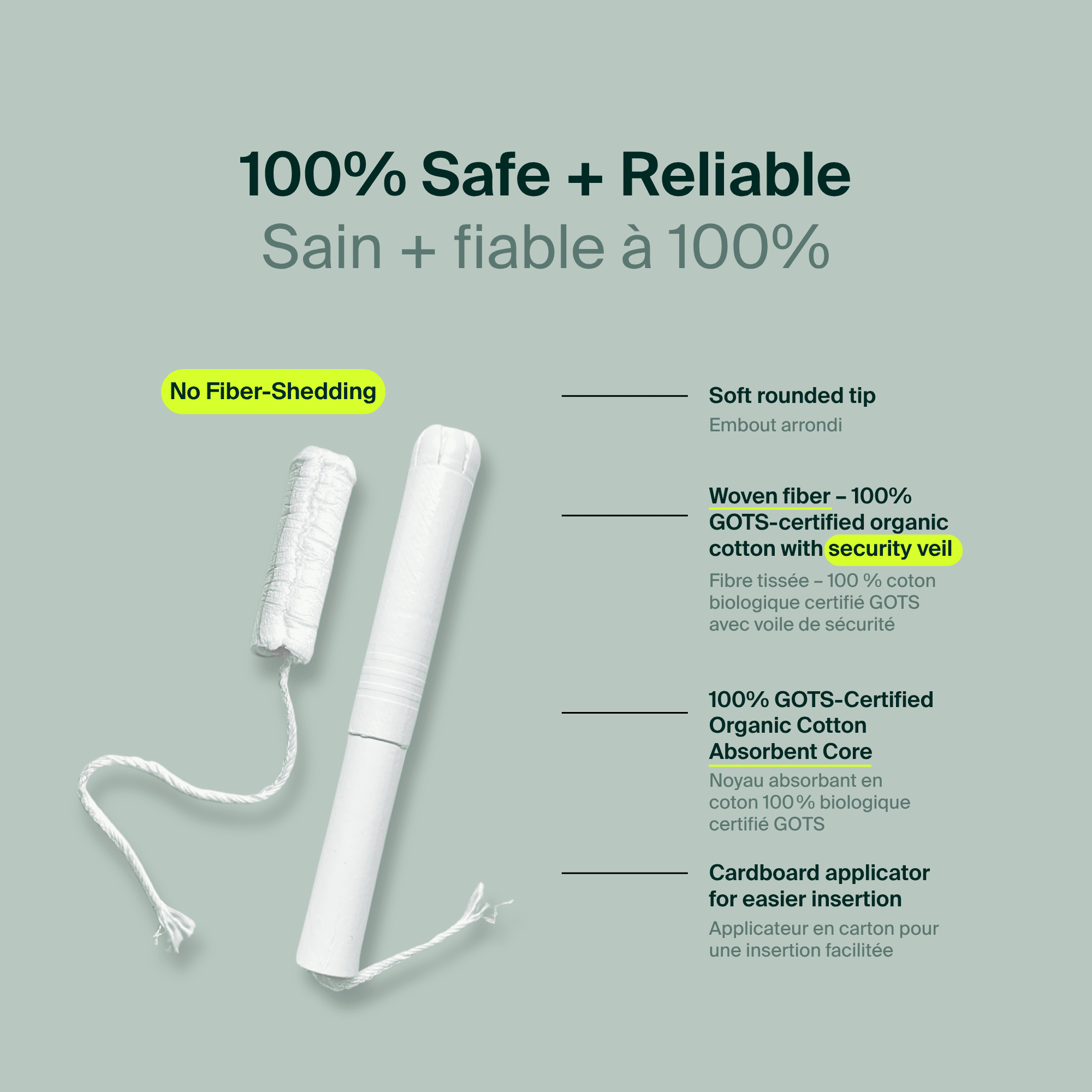 Iris + Arlo Organic Tampons Glossed Cardboard Applicator, Regular, 100% Cotton, Chemical-Free, Non-toxic, No plastic (16 Count)