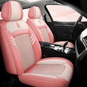 Maidao Car Seat Covers Leather Full Set for Volvo for S80 1999-2016 5 Seats Airbag Compatible Waterproof Front Rear Cushion Protector Pink