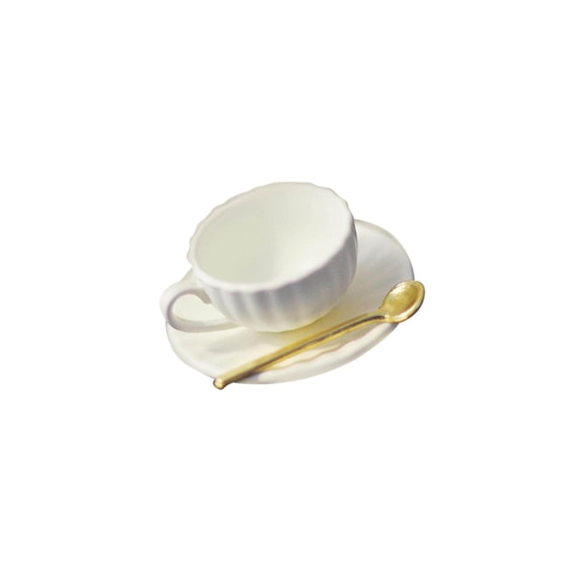 serony 1/6 Coffee Cup Plate Spoon Multipurpose for Dollhouse Life Scene Prop Yellow