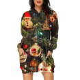 thumbnail image 2 of TIMIFIS Robe Chandail à Capuche Imprimé de Noël Laid pour Femmes Robe Midi Ample à Manches Longues avec Poche Cadeaux de Noël pour Femmes, 2 of 6