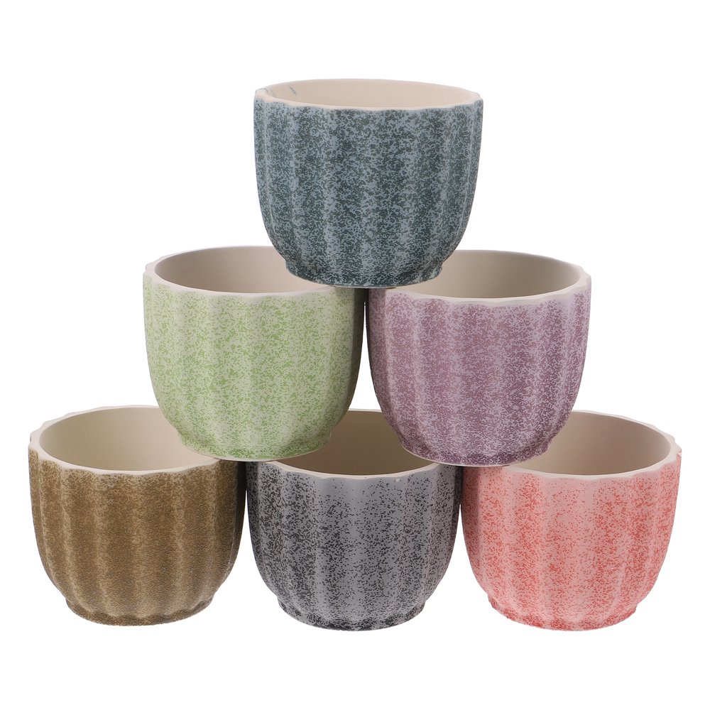 6Pcs Ceramic Succulent Pots Breathable Flower Pot Cactus Planters Clay Pots