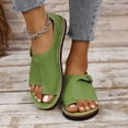 thumbnail image 2 of Womens Flat Sandals Slip on Toe Ring Buckle Strap Open Toe Thick Sole Summer Beach Leather Sandals Green, 2 of 9