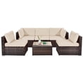 thumbnail image 1 of Patiojoy 6PCS Wicker Patio Sectional Conversation Furniture Set with Coffee Table & Seat Cushions Brown, 1 of 9